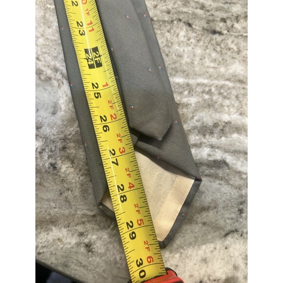 Vintage GIVENCHY Monsieur Gray Poly/Silk Tie With Red White Blue Design - Picture 5 of 7